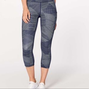 Lululemon Speed Up Crop Etch Hail Navy Blue Sz 10